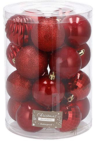 SPRINGOS Christbaumkugeln Kunstkugel 20 Stück, Durchmesser 5,5 cm bruchsicher Weihnachtskugeln Glitzerpulver Matt mit Glanz Weihnachtsdeko Weihnachten (Rot)