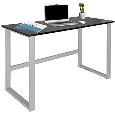 hjh OFFICE 830076 Schreibtisch 120x60 cm WORKSPACE Light I Schwarz/Silber schmaler Computertisch mit Stahlgestell