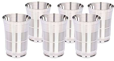 WG inc Stainless Steel Cups, 6-Pack, 12 Oz / 350 Ml, Metal Drinking Glasses - Reusable & Stackable Mirror Finish Steel Tumblers for Home, Kitchen, Restaurants, Dishwasher Safe, BPA Free