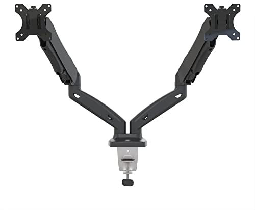 Barkan Dual Gas Spring Monitor Desk Mount for Flat/Curved Screens Sizes 13-29 inch, Full Motion - 5 Movements, Ergonomic, 360 Degree Rotation, Touch & Tilt, Holds up to 6kg X 2
