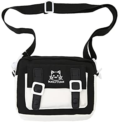 Kawaii Umhängetasche Cartoon Katze Stickerei Kleine Messenger Schulter Handtasche Schwarz