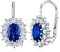 SILVEGO Damen Ohrringe aus 925 Sterling Silber mit synthetichem Saphir Ohrhänger zum Ring der Prinzessin Kate