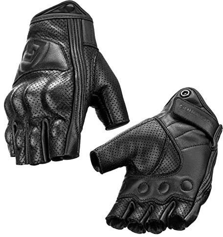 ROCKBROS Fingerlose Handschuh Herren Damen, Mountainbike Handschuhe Touchsceen, Fahrradhandschuhe PU Schaffell Atmungsaktiv, Sport Handschuhe für MTB, Fahrrad Laufen und Fitness