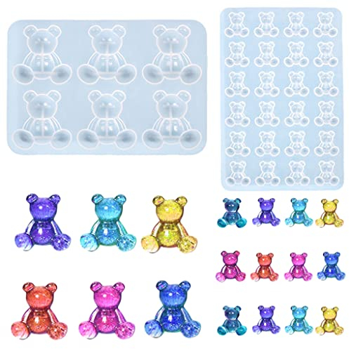 Nifocc 2 stampi in resina epossidica 3D per animali 6 cavità 24 cavità orso cristallo colata stampo per animali in silicone Mni orso stampi in ghisa per gioielli fai da te portachiavi