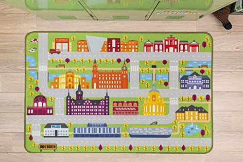 Meine Spielmatte - Spielteppich Dresden - Spielteppiche fürs Kinderzimmer, Krabbeldecke Baby, Kinderteppich mit Straßen, Spieldecke Kinder, Wählen Sie Ihre Stadt - 100x150 cm