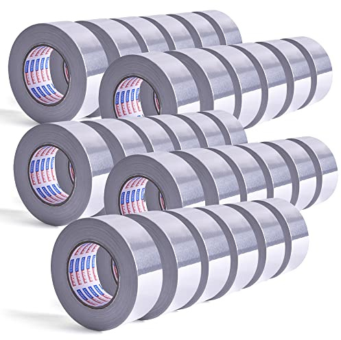 ADHES 30 Stück Aluminium Folienband hitzebeständiges klebeband | metallklebeband silber, Hält 80 °C bis 100 °C stand, 2inch/50mm (Width) x70yard/64m(Length)