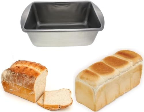 Bread & Loaf Tin 2lb Rectangular Shape Durable Bakeware Loaf Pan for Making Banana Bread Sandwich Toast Cake Brioche Loaves Safe Dishwasher Oven Baking Pan 25cm x 12cm x 6cm (1pc) (Stainless Steel)