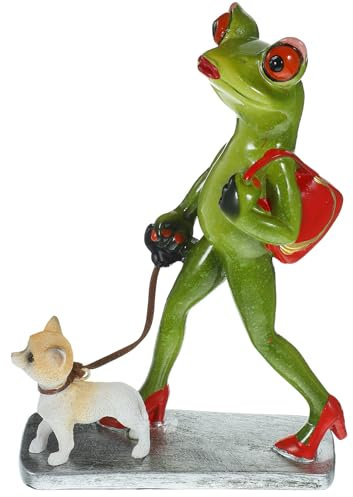 Frog Garden Statue Decorative Resin Figurine Walking Dog Outdoor Decor for Garden and Home Aesthetic for Desk and Shelf Unique for Friends and Family