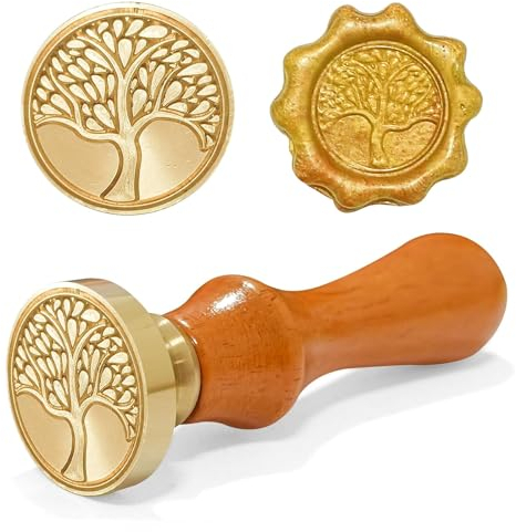 Yinzhang Siegelstempel,wachsstempel Abnehmbarer Messingkopf Wachssiegel Stempel, mit 1 Stück Holzgriff,für Hochzeit Einladungen Umschläge Karten Geschenke Wein Verpackung