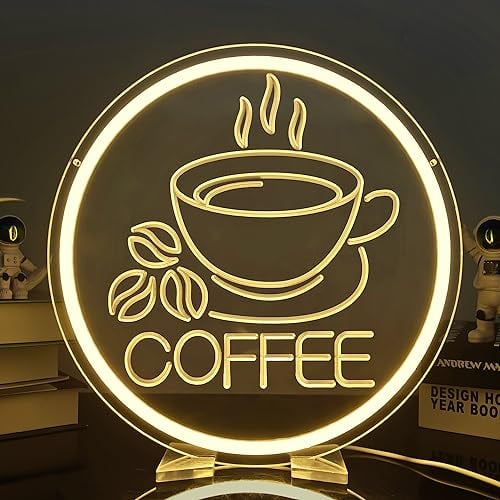 JanHune Coffee Neon Sign LED Neon Coffee Bar Signs for Wall Dimmable Light Up Signs for Coffee Bar Cafe Home Bar Restaurant Business Coffee Neon Wall Signs Decoration