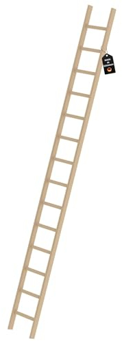 PROREGAL Sprossen-Anlegeleiter Holz ohne Traverse | 14 Sprossen | Leiter, Teleskopleiter, Trittleiter, Bockleiter, Sprossen-Doppelleiter