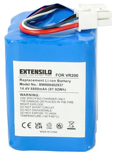 EXTENSILO batteria sostituisce Vorwerk 20884-1 per home cleaner (6800mAh, 14,4V, Li-Ion)