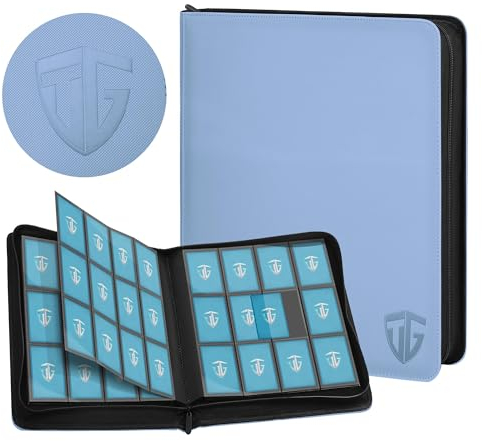 TCGUARD 12 Fächer Sammelkarten Album Reißverschluss Binder für 720 Karten | Karten Sammelalbum Ordner | Sichere seitliche Ladetaschen | Kompatibel mit YuGiOh, MTG, Sportkarten (Blau)