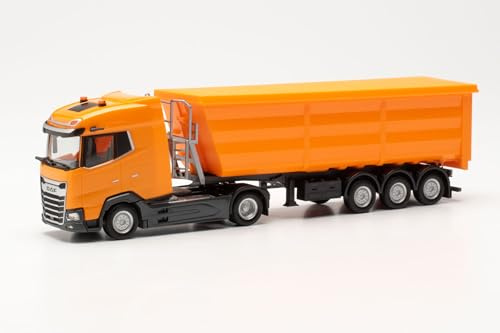 Herpa LKW Modell DAF XG Stahlrundmulden-Sattelzug, Miniatur im Maßstab 1:87, Sammlerstück, Made in Germany, Kunststoff