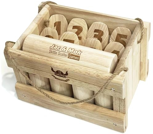 Number Kubb Smite Timber Toss Game Stick Wurfspiel aus Hartholz (mit Holzkiste, Klasse)