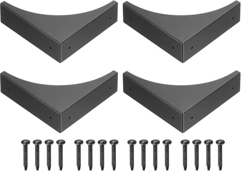 QUARKZMAN 4Stk Eckschützer 2.56 - Metall Eckschutz Vintage Möbel (Schwarz) | Dekorative Eckklammern mit Schrauben Kantenschutz Box Tisch