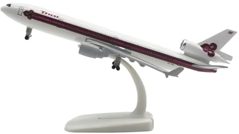 HUGGES Flugzeugmodell, geeignet für Thai Airways, geeignet für Mcdonnell Douglas MD-11, Nachbildung, Miniatur-Schreibtischdekoration aus Legierung, 20 cm