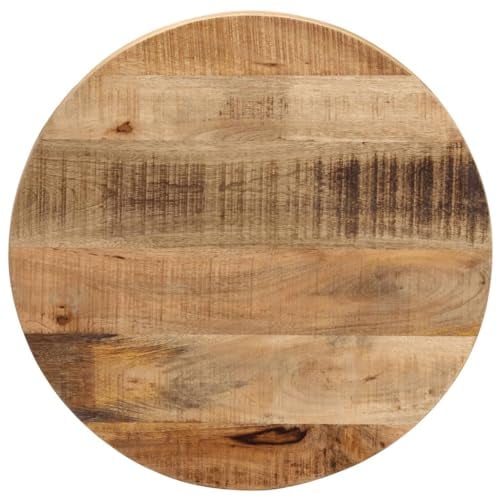 vidaXL Tischplatte, Holzplatte für Tisch Esstisch Couchtisch, Ersatztischplatte Rund, Massivholzplatte, Ø 40x2,5cm Raues Massives Mangoholz