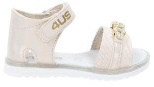 4US Schuhe für Mädchen, Sandalen aus Kunstleder und Stoff, Klettverschluss, 4U-42921, Akt, 26 EU