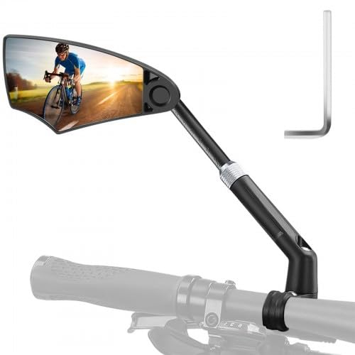Dokeno Fahrradrückspiegel, Lenkerspiegel, 360° drehbar, verstellbar, stoßfest, ideal für Mountainbikes und Elektroroller (links)
