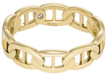 Fossil Damen-Edelstahlband Ringe, 6, Sandgold