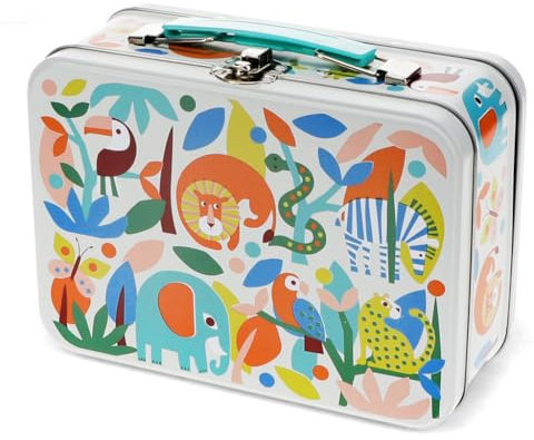 Rex London Metallköfferchen Wild Wonders Metall Box Dschungel-Tier-Motiv für Kinder ab 3 Jahre