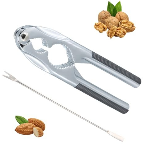 volumoon Cascanueces, Abridor de Nogal, Cascanueces de Metal, Nueces Cascanueces con Tenedores, Antideslizante, Abridor de Nueces con Pinza para Nueces Almendras Avellanas o Todo Tipo de Frutos Secos