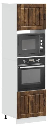 Myheimly Küchenschrank Küchenzeile,Küchenmöbel Einbauküche Schrank,Holzwerkstoff Schrank,Räuchereiche,Herdumbauschrank 60 cm,60 x 57 x 207 cm