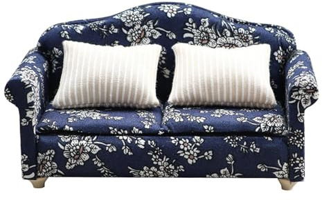 Puppenhaus-Sofa, Puppenhaus-Sofa, Miniatur-Puppenhaus, Sessel mit Kissen, Wohnzimmermöbel, Maßstab 1:12, Zubehör für Puppenhausmöbel