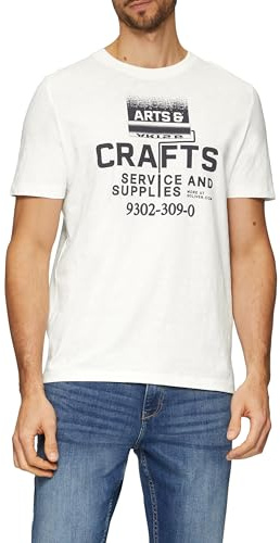 s.Oliver Herren Baumwoll-t-Shirt mit Frontprint und Flammgarnstruktur T-Shirt mit Frontprint