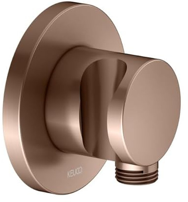 KEUCO Schlauchanschluss mit Brausehalter, Rosette rund, 59592290001, Farbe: rotgold gebürstet