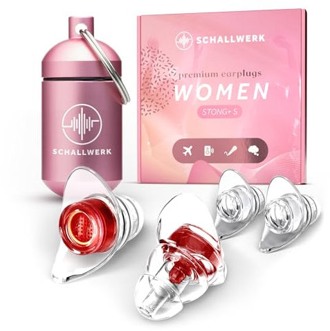 SCHALLWERK ® Women+ Gehörschutz Ohrstöpsel – dämpfen Lärm & erhalten Tonqualität – Gehörschutzstöpsel, Ohrstöpsel Konzert, Ohrenschutz, Earplugs