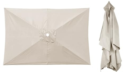 WMYYLX Replacement Parasol Canopy, Rectangular Garden Parasol Canopy Cover, 3X2m Replacement Umbrella Fabric, 6 Ribs for Garden, Patio Umbrella (Cream)