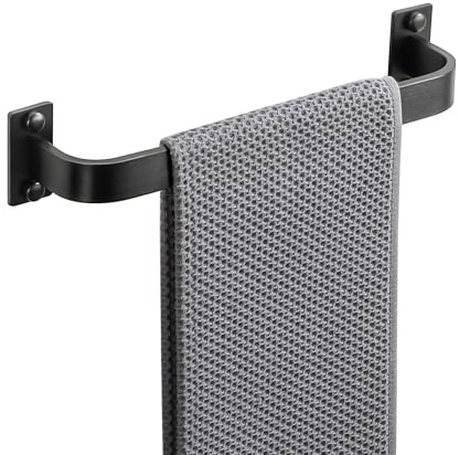 SAYAYO Porte Serviette Mural Salle de Bain Longueur 30CM, Robuste Barres Porte-Serviettes Support en Aluminium, Noir Mat, EGYS2501-300-B