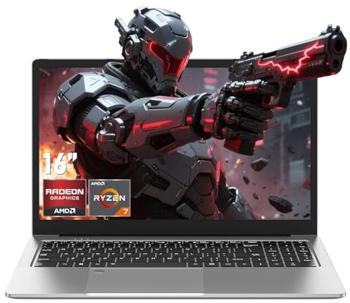 Computer portatile gaming, 16 pollici Laptop PC Win 11 Pro, R-7 5825U (8C / 16T, fino a 4,5 GHz), 32 GB RAM 1 TB SSD, tastiera retroilluminata, scheda grafica Radeon, 16 1080P FHD, WiFi6, BT 5.2