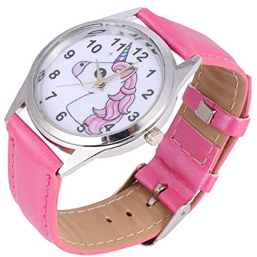 AKOOSY Montre Garçon Fille Analogique Bracelet Cuir Motif Licorne Rose pour et