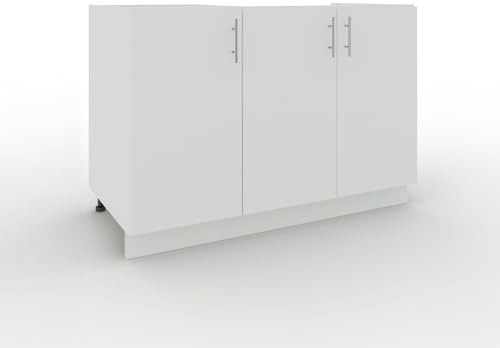 JD Greta Adjustable Kitchen Sink Base Unit - 1200mm - Sink Cabinet with Doors (No Worktop) - White Matt