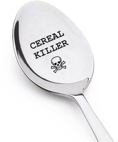 “Cereal Killer” Engraved Coffee Spoon – Funny Gift for Him or Her – Stainless Steel Teaspoon – Humor Breakfast Gift – Birthday Present – Lustige Geschenk Idee, Kaffee Löffel Edelstahl