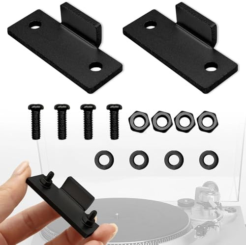 LUTQ Black Turntable Dust Cover Hinges - Repair Tabs and Hinge Brackets for Technics SL-D2 3200 B2 Q2 D3 - Easy Installation for Turntable Dust Cover Repair