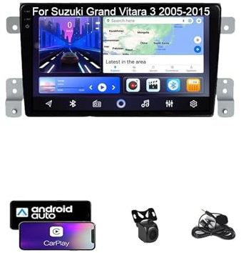 Radio De Coche Android 15 para Suzuki Grand Vitara 3 2005-2015, Pantalla Táctil De 9 Pulgadas con Cámara De Retroceso, CANbus/DSP/Wireless CarPlay/Android Auto/Bluetooth/26UIs/AHD(H100)
