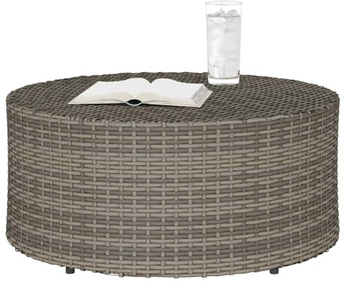 vidaXL Couchtisch für draußen Grau Ø 68 x 30 cm Poly-Rattan