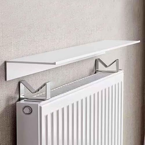 HLTQL Etagere Radiateur,Tablette Radiateur sans Percer,Cache-radiateur,étagère Flottante sur radiateur,Couvercle de radiateur Blanc,étagère supérieure en Aluminium,pour Cuisine,Salon(45cm)