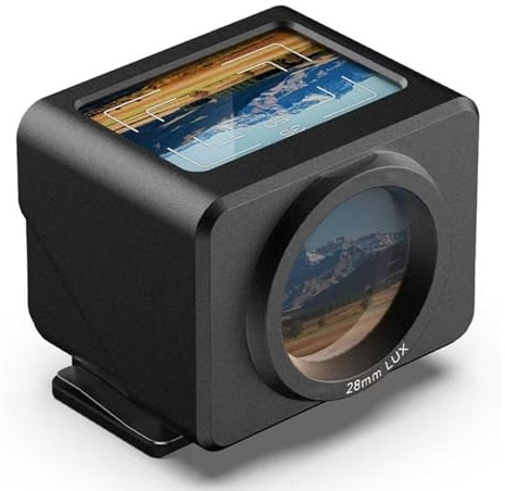 28mm Camera Waist Level Viewfinder, Aluminum External Optical Viewfinder | Detachable Anti-Glare Hood, Adjustable Hot Cold Shoe Mount, Optical Waist Level Viewfinder for Digital Film Cameras