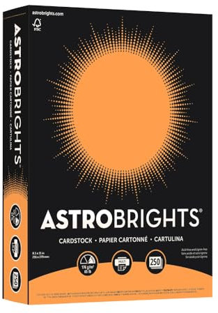 Neenah Astrobrights Premium Color Karton, 29,5 kg, 21,6 x 27,9 cm, 250 Blatt, Cosmic Orange