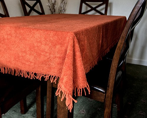 Snugglemore 100% Pure Cotton Chenille Table Covers Tablecloth Non Iron (132cm x 183cm, Russet)