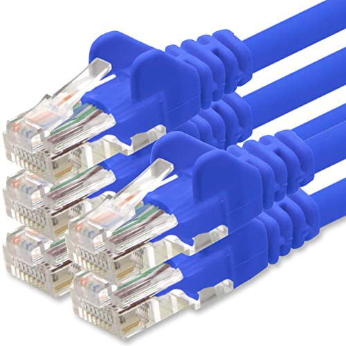 1aTTack.de 1m Cavo di Rete blu - 5x - Cat.6 Ethernet Gigabit Lan RJ45 10 100 1000 Mbit s - Cavo Patch UTP compatibile con Cat.5 Cat.5e Cat.7 Cat.8 - blu - 5x - 1m