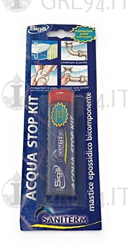 Sigill - Kit d'arrêt d'eau, mastic époxy bi-composant, bâton 56 g, adhère sur métaux et plastiques, durcit sous l'eau, réparations rapides et résistantes