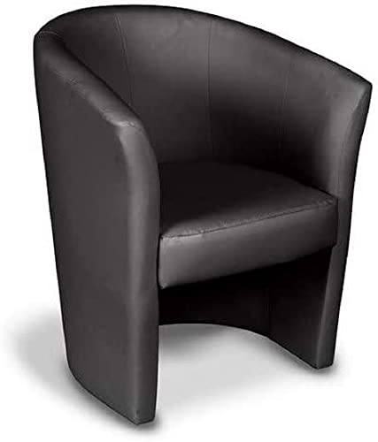 Dmora - Sessel Abrera, Wohnzimmersessel, gepolsterter Sitz, Stuhl mit Armlehnen aus Kunstleder, 64x63h76 cm, Schwarz