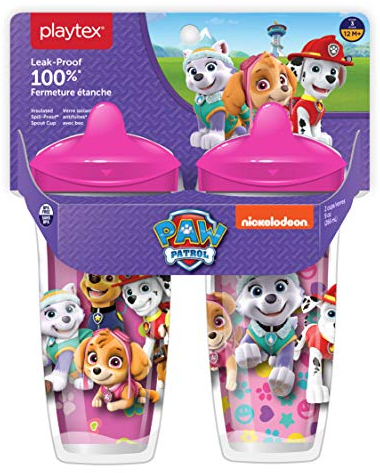 Playtex Sipsters Stage 3 Paw Patrol - Bicchiere con beccuccio a prova di perdite, infrangibile, per ragazze, 255 ml (confezione da 2)
