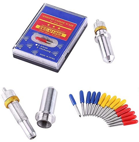 LANTRO JS Lame Vinyl Cutter 15 pièces Lames de coupe 30, 45 et 60 °C pour traceur de découpe en vinyle avec support pour traceur de découpe